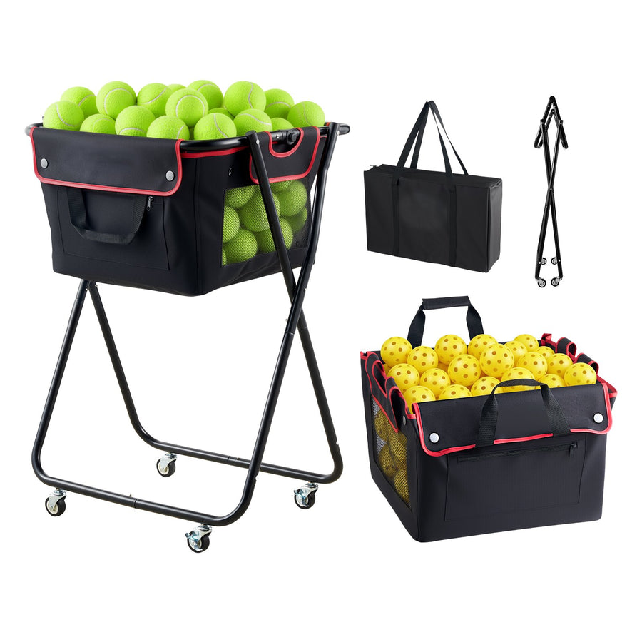 Large Ball Hopper Cart with Wheels – Holds 175 Tennis or 290 Pickleballs | Foldable
