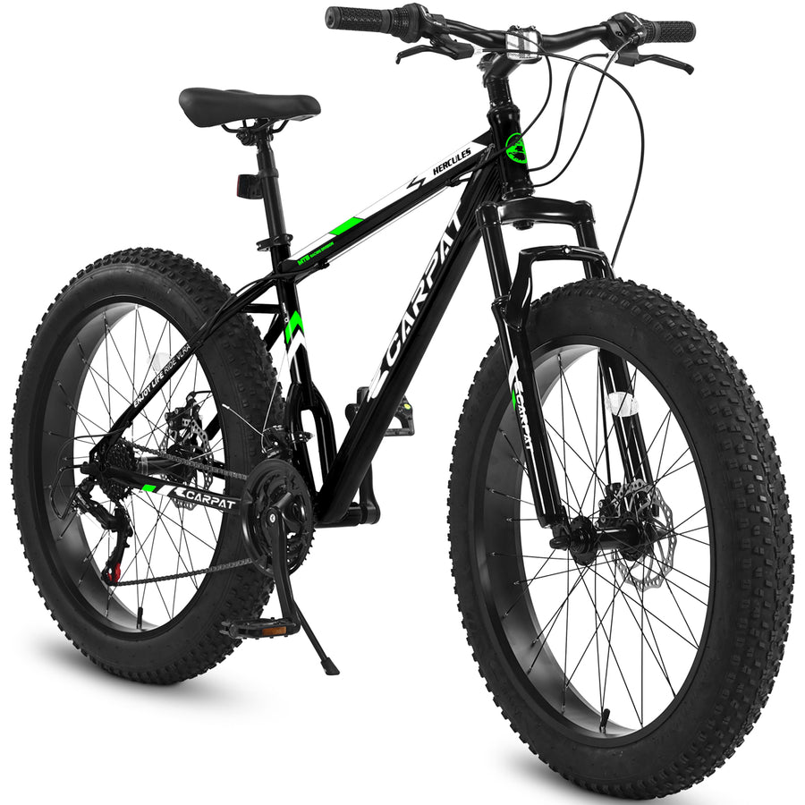26" Fat Tire Mountain Bike – 21-Speed Shimano, Dual Disc Brakes, Adult & Youth