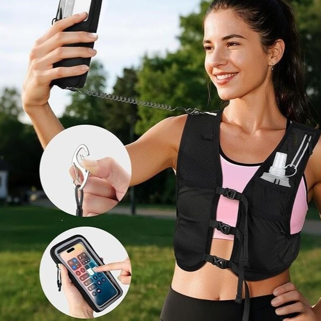 Trail Running Hydration Vest Backpack – Ultra-Lightweight Polyester | Black & Pink