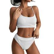 Women's Ribbed High-Cut Push-Up Bikini Set