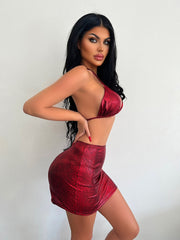 Women's 3-Piece Bikini Set with Cover-Up Skirt
