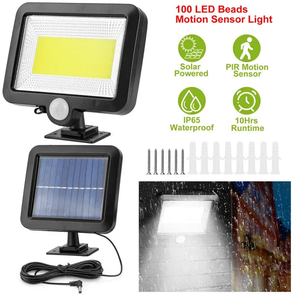 Solar Motion Sensor Night Fishing / Camping / Backyard Sports 100 LED, IP65 Waterproof