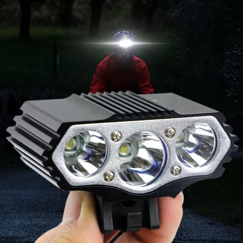 USB Rechargeable LED Bike Headlight – Triple T6 Bulbs