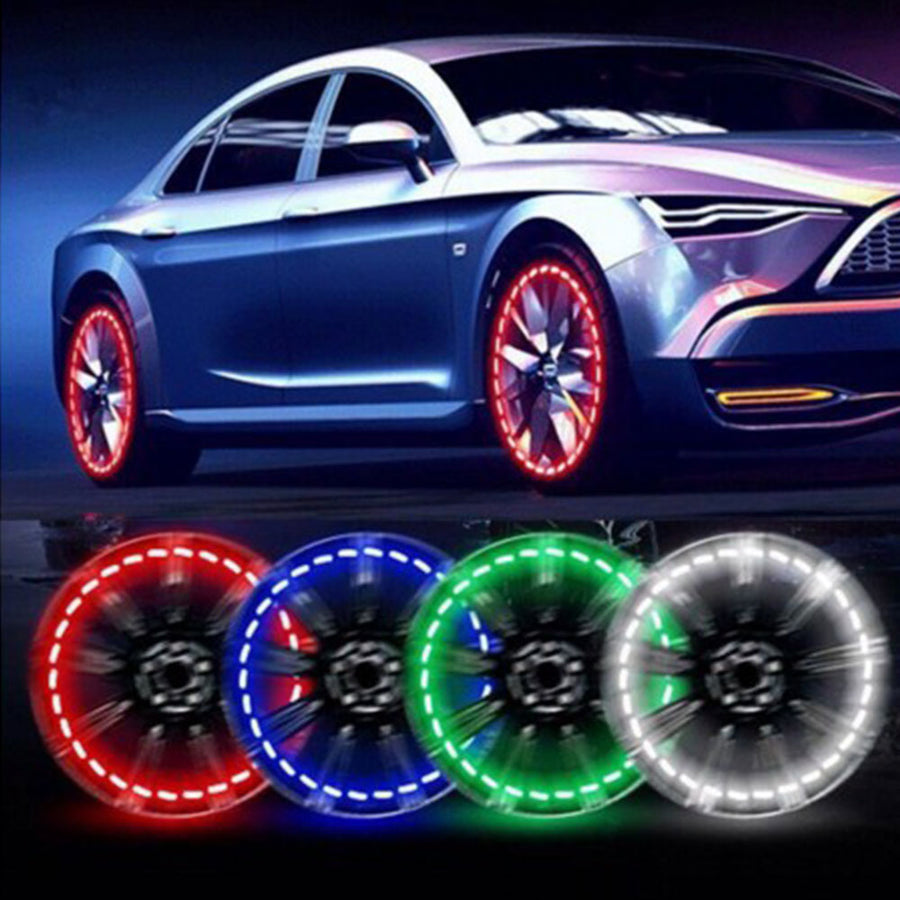 Solar LED Tire Valve Wheel Lights with Auto On/Off