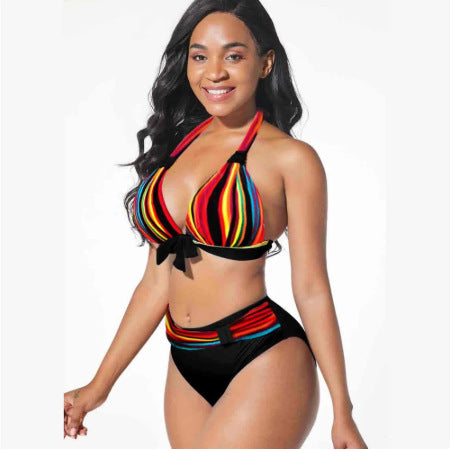 Digital Print Two-Piece Bikini Set | Vibrant Split Swimsuit for Women