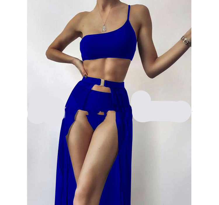 Women's Solid Color Three-Piece Bikini Set