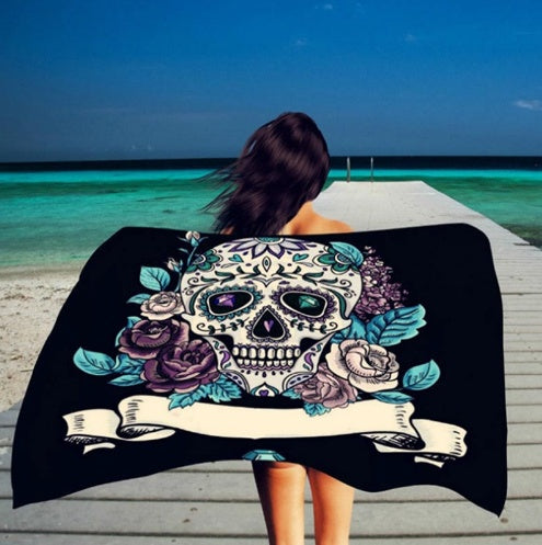 Open Taro Print Square Microfiber Beach Towel