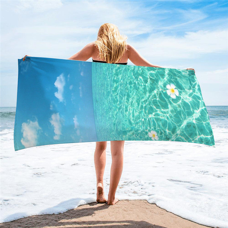 Floral Print Round Microfiber Beach Towel