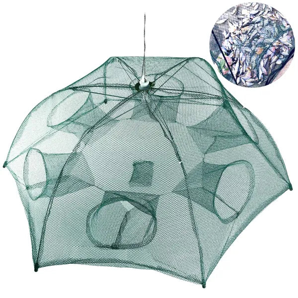 Foldable Fishing Bait Trap Net – 33" Auto-Open, Nylon & Steel, Fish, Shrimp & Crab