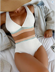 Women's Ribbed High-Cut Push-Up Bikini Set