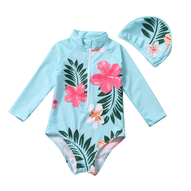 Kids' Printed One-Piece Swimsuit with UV Protection