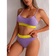 Women's Ribbed High-Cut Push-Up Bikini Set