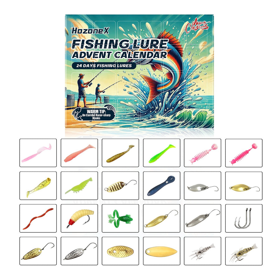 24-Piece Fishing Lure Advent Calendar – Mixed Soft Bait & Lure Gift Set