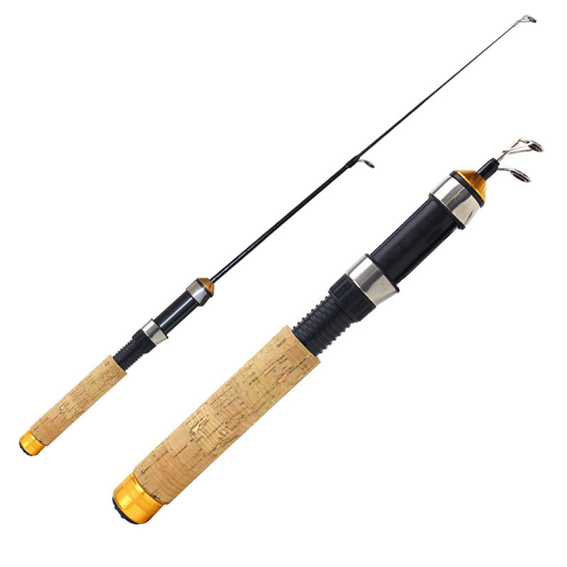 Retractable Ice Fishing Rod – 24" Carbon, Wood Grain Finish