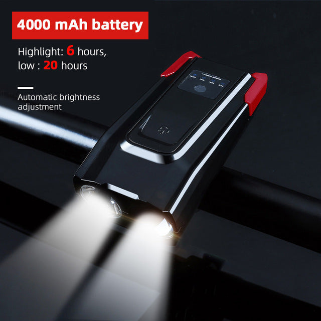 800 Lumen Bike Headlight with Built-In Bell, IPX6 Waterproof