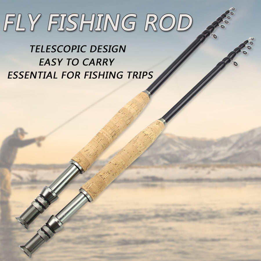Ultralight Carbon Fly Fishing Rod – Natural Wood Handle, 6'11" to 9'10", 4 Lengths