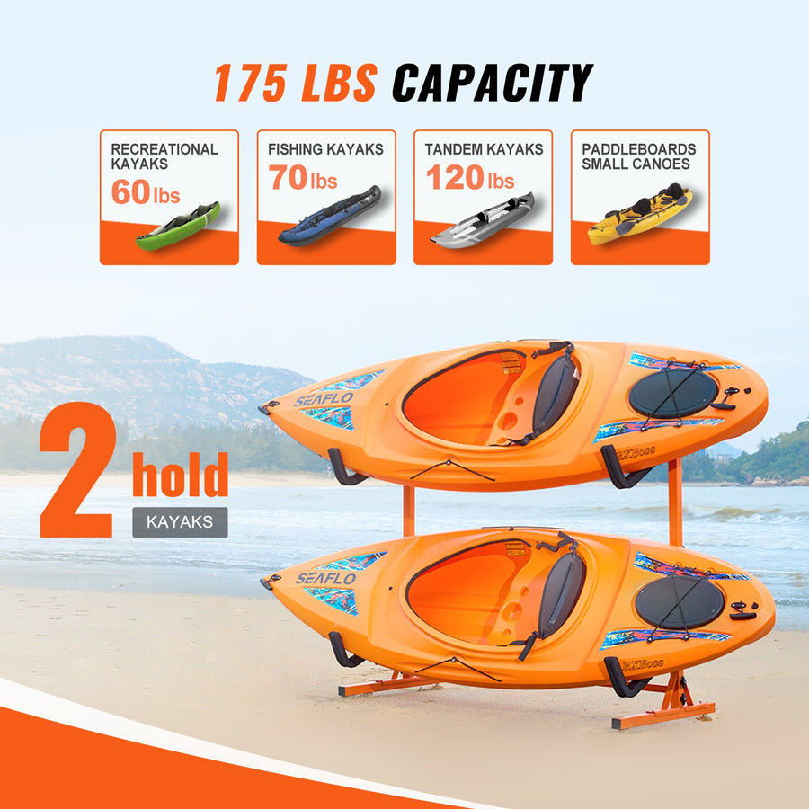 Heavy-Duty Steel Kayak Wall Hanger with Padded Arms – 175 lb Capacity
