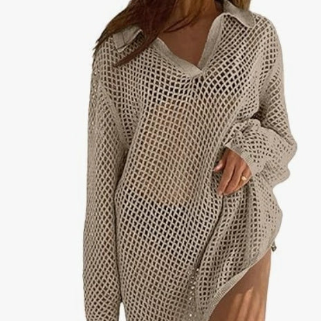 Women's Long-Sleeve One-Piece Swimsuit Cover-Up