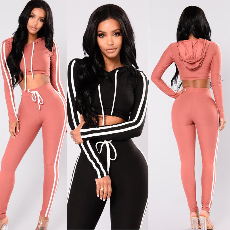 Women's Crop Hoodie & Slim Pants Tracksuit Set