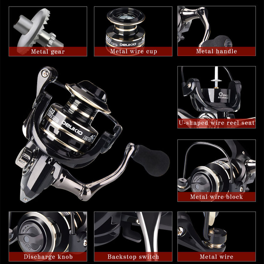 Metal Spinning Reel for Baitcasting & Telescopic Rod Fishing – Sizes 2000–7000