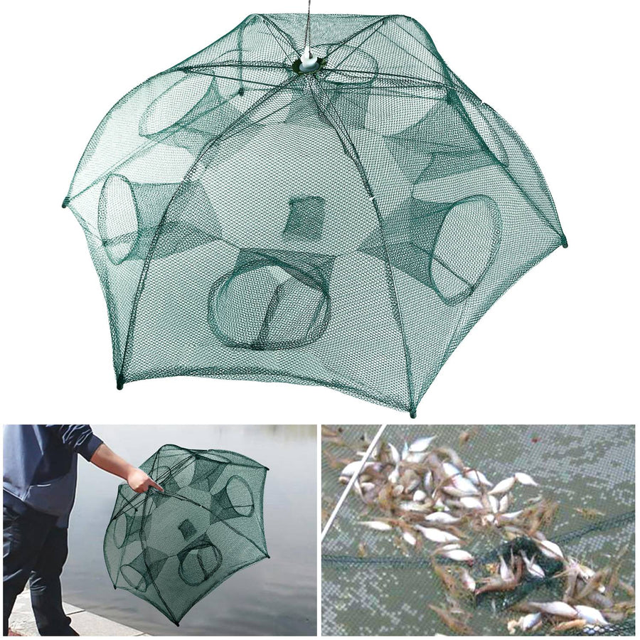 Foldable 6-Side Fishing Trap Net – Automatic Pop-Up Bait Trap for Shrimp, Crab & Minnow