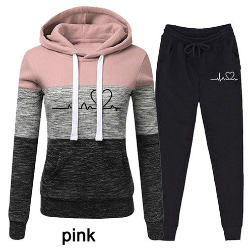 Women's Two-Piece Tracksuit Set – Fleece Hoodie & Jogger Sweatsuit