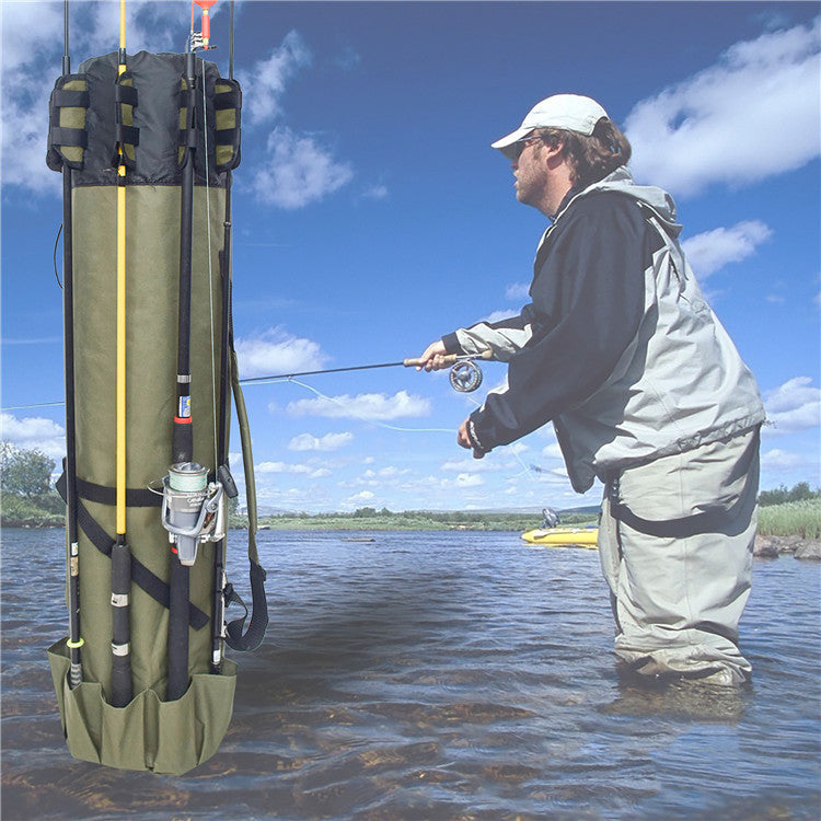 Cylindrical Fishing Rod Bag – 116cm Oxford Cloth Carry Case for Rods, Reels & Gear