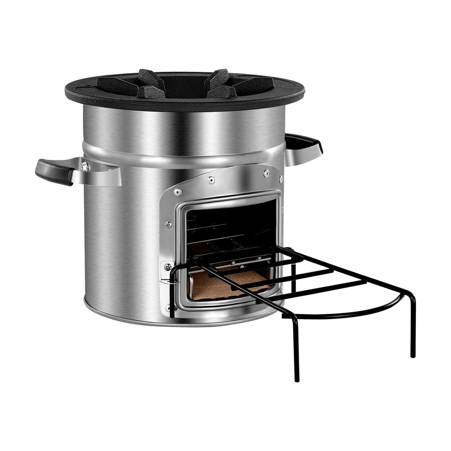 Wood Burning Rocket Stove – Portable Stainless Steel Camp Stove with Carrying Bag