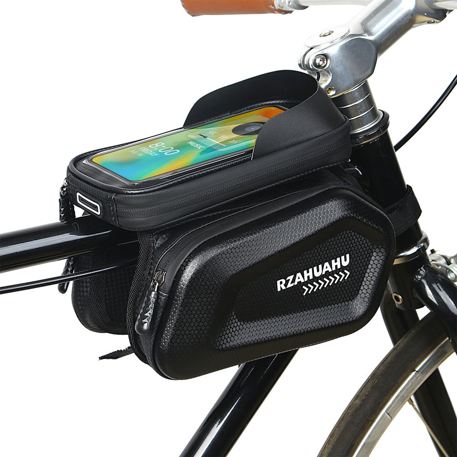 Bike Handlebar Bag with Phone Holder – 2L PU Leather Cycling Storage Bag