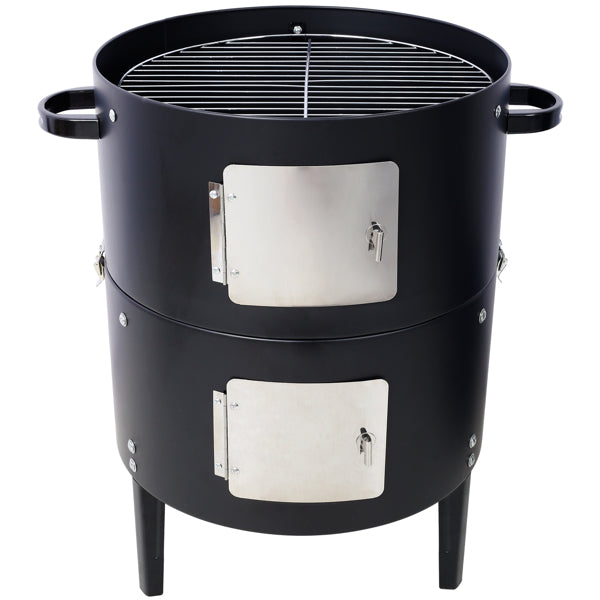 17-Inch Charcoal Smoker Grill 453 Sq In Dual-Access Outdoor BBQ