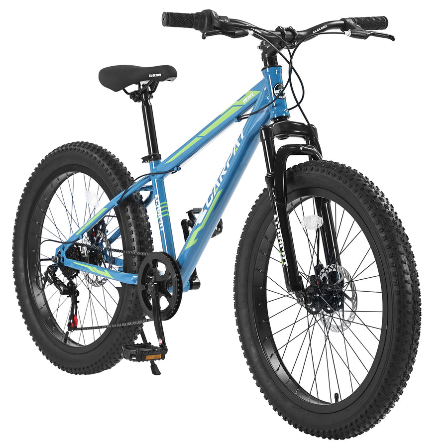 24" Fat Tire Youth Mountain Bike – 7-Speed Shimano, Dual Disc Brakes