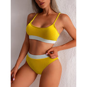 Women's Ribbed High-Cut Push-Up Bikini Set