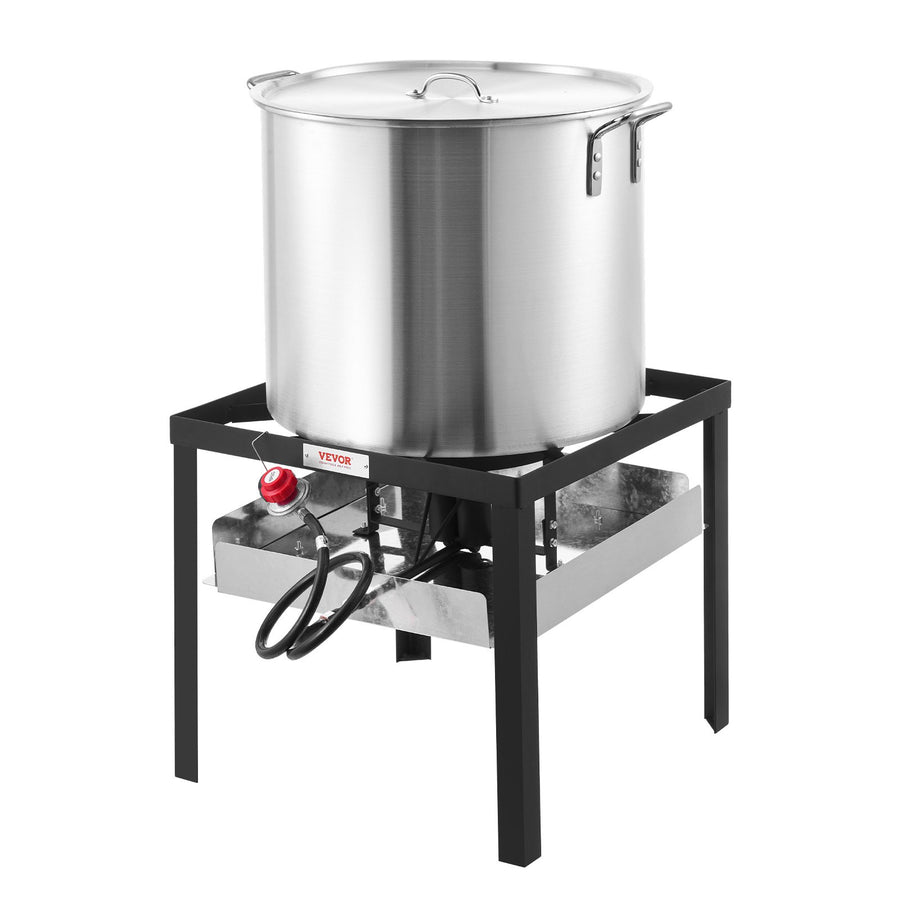 60 Qt Outdoor Seafood Boil Pot Kit with Strainer Basket & Steaming Rack