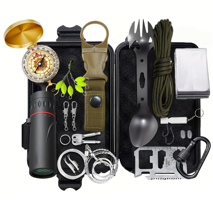 6-Piece Emergency Camping Survival Kit – Sleeping Bag, Compass, Whistle & More
