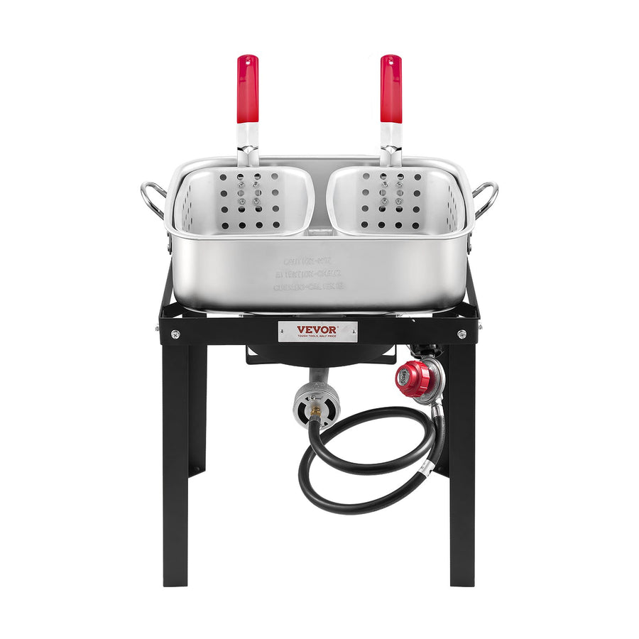 18 Qt Fish And Wing Fryer Aluminum Outdoor Propane Deep Fryer Kit With 2 Baskets