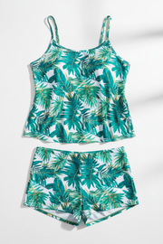 Women's print tankini set with shorts bottom – product shot