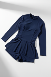 Women's modest navy blue one-piece swimsuit – product shot