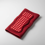 Red light therapy knee pad with 56 LEDs glowing – product shot