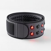 Gray neoprene electric red light waist support belt – product shot