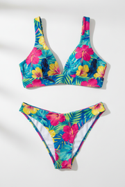 Women's deep V print bikini set – product shot