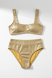 Women's gold high-waist bikini set – product shot